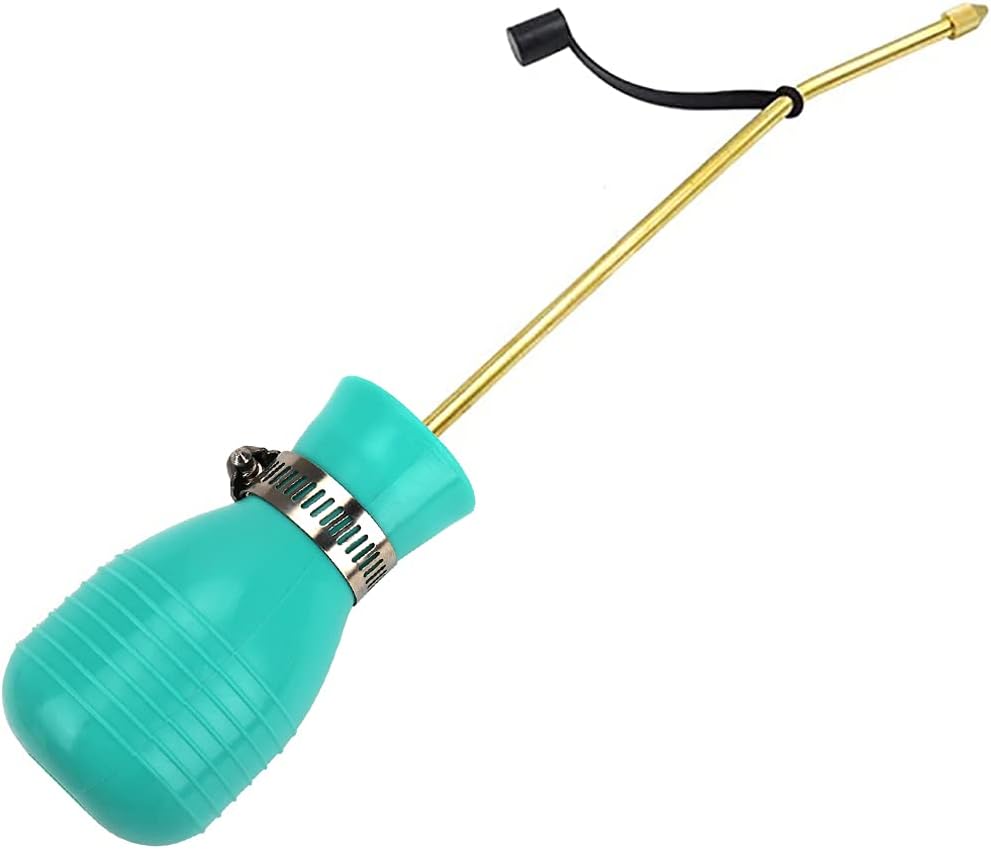 Powder Duster, Large Diatomaceous Earth Bulb Duster Applicator with Long Copper Tube Garden Puffer Duster for Multi Purpose Indoor and Outdoor Use (Green)