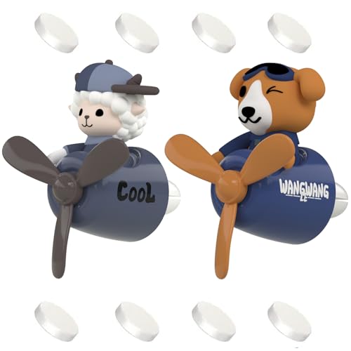 Image of 2 Pcs Pilot Car Air Fresheners, Cute Dog Car Vent Clip Air Freshener with 8 Fragrant Tablets Automotive Air Outlet Fan Diffuser, Automotive Interiors Vent Decoration (Dog+Sheep)