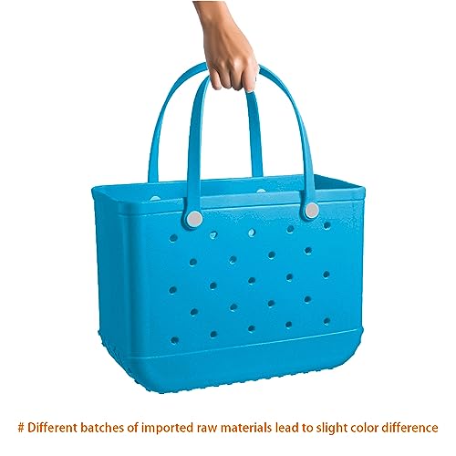 Beach Bag Rubber Tote Bag - Waterproof and Sandproof Tote Bags Outdoor Portable Handbag for Sports (Bright Sky Blue)3