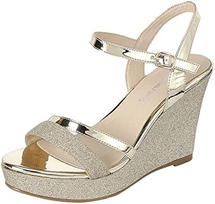 Forever Women's Wedge Sandals - Glitter Strappy Design