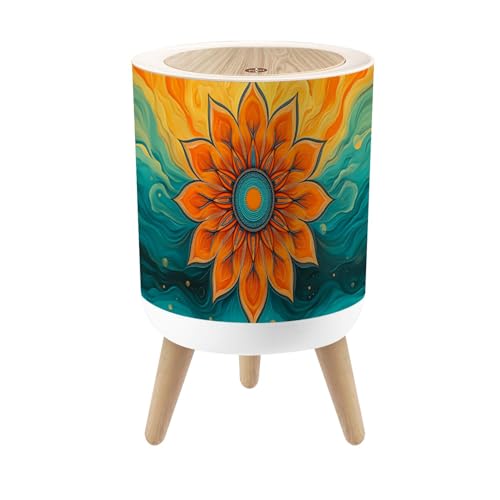Caneca de basura pequeña con tapa diseño boho 1.8 galones