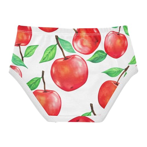 Cotton Girls Underwear Toddler Watercolor Red Apples White Cute Panties Girl Pattern Briefs Girls Undies 2t2
