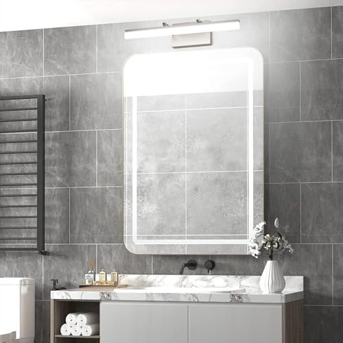 Image of Aipsun Brushed Nickel Vanity Light Adjustable 20 inch Modern LED Bathroom Light Fixtures Over Mirror Rotatable Vanity Lighting 5500K
