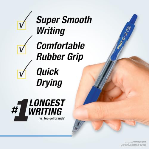 Image of PILOT G2 Premium Gel Roller Pens, Blue Ink Pens Bold Point, Pack of 14