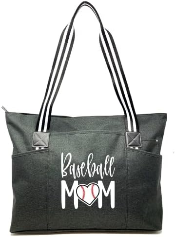 Baseball Mom Gifts - Large Zippered Tote Bag with Pockets for Women, Moms - Perfect for Work, Mother's Day, Christmas, Birthday