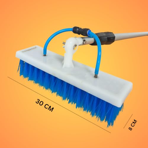 Image of Kenbrook Solar 6 Meter Long Solar Panel Cleaning Kit with 30 cm /1 Foot Nylon Brush Lightweight & 180 Rotatable Brush Head, Water Fed PU Pipe & Adjustable Telescopic Extension Pole from 2 to 6 Meters