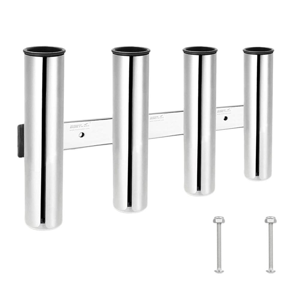 predolo Porta Canne Da Barca, Portacanne in Acciaio Inox Porta Canne Da Pesca Portacanne Da Pesca Con 4 Tubi, Dotato Di Perno in Pvc Da 3/16 "Attraverso La Parte Inferiore