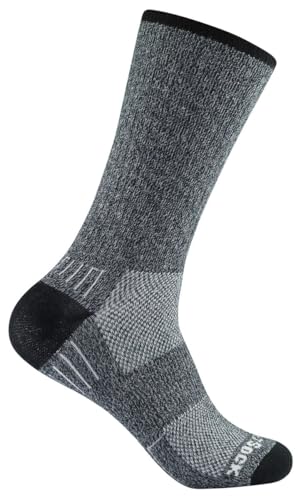 Wrightsock - 1 Paar Herren/Damen Profi Sportsocke, Wandersocke, Modell Adventure, Anti-Blasen-System, doppel-lagig, Crew (wadenhoch), in grau schwarz, Gr. M