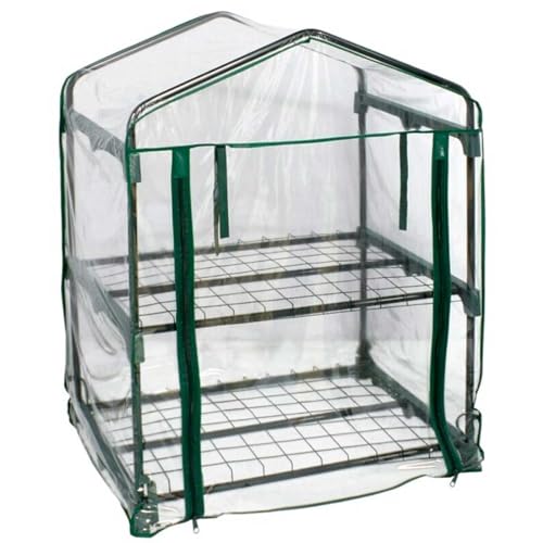 Tradineur - Mini Invernadero de Acero y PVC, Puerta Enrollable, Cubierta para Plantas, Cultivos, portátil, Interior y Exterior, jardín - 69 x 49 x 95 cm