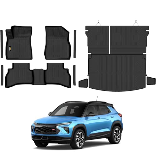 Floor Mats for Chevy Trailblazer AWD 2021-2025 2026 Trunk Mat with Backrest Mat All Weather TPE Full Set Liners & Door Sill Guards for Chevrolet Trailblazer Accessories Black (Upper Cargo Floor Mat)