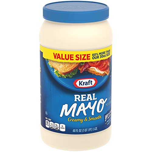 Kraft Real Mayo Creamy & Smooth Mayonnaise - Classic Spreadable Condiment For Sandwiches, Salads And Dips, Made With Cage-Free Eggs, For A Keto And Low Carb Lifestyle, 48 Fl Oz Jar #TOP3