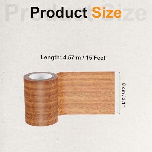 Image of PATIKIL Wood Grain Tape 3.1 inch x 15 Ft, Self-Adhesive Wood Texture Repair Tape Realistic Wood Effect Contact Paper Patch for Furniture Cabinets Floor Walls Home Decoration, Orange Oak