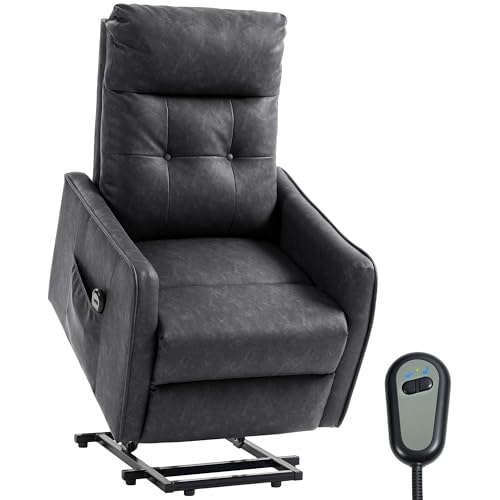 HOMCOM Sillón Relax Reclinable Eléctrico Levanta Personas, Tapizado en Cuero PU, Sillón Elevador...