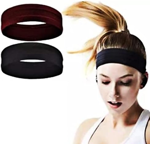 Genérico Kit Unissex 2 Faixas Headband Anti Suor Cabelo Testa Esp...