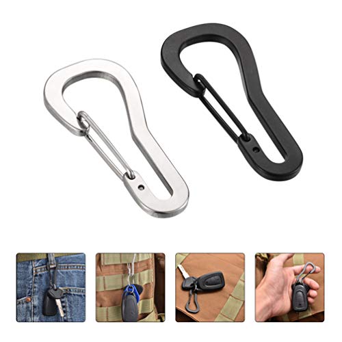 FAVOMOTO 4Pcs Mosquetão de Aço Inoxidável Mola Portão Mosquetão Ligação Gancho Chaveiro Fivela para