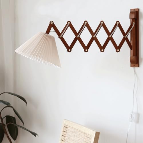 Aplique de pared vintage l[strong]á[/strong]mpara de lectura de madera regulable estilo retro