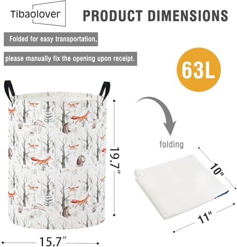 Image of Baby Laundry Basket Baby Nursery Hamper Kids Laundry Basket Toy Storage Bin for Boys Room Decor Gift Baskets for Bedroom Bathroom(Forest Animal)