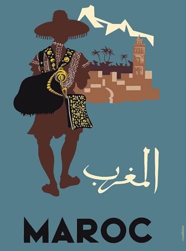 ZZYGGN GMGSW Marruecos Marruecos Póster de viaje e impresiones Retro Ilustración Arte de pared Marruecos Marruecos Pintura de viaje e imagen para decoración del hogar 40x60cm Sin marco