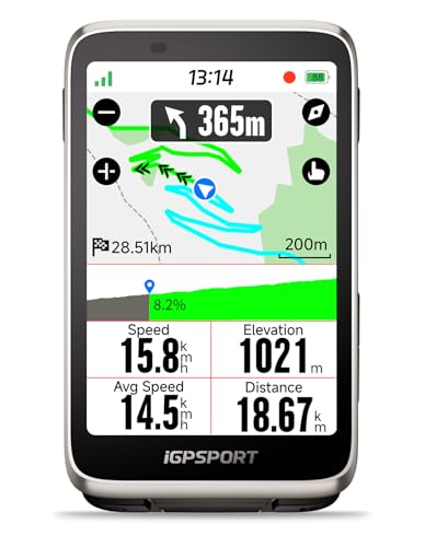 iGPSPORT BiNavi Fahrradcomputer Kabellos, 3,5'' Touch Screen Musiksteuerung Gruppenfahrten Bluetooth ANT+ GPS Fahrrad Navi Silber