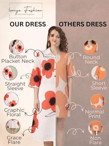 Image of Leriya Fashion Mini Dress for Women | One Piece Dresses for Womens |Mini Dresses Rayon for Women Stylish |Summer Casual Outfit Wear Events, Date & Evening Look |Tunic Shirts for Women