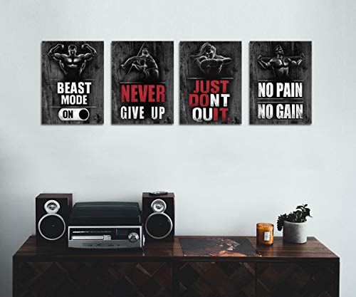 Homeoart Canvas Prints Motivational Quotes Gym Wall Art Bodybuilding Posters Sports Artwork Framed Stretched Ready To Hang 12"X16"X4 #TOP2