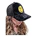 Stickeroonie Smile in Style Embroidered Smiley Face Faux Fur Baseball Cap - Trendy Women's Hat for a Fashionable Happy Face Furry Statement- Black