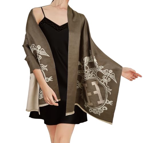 Relang Scarfs for Women Pashmina Silky Shawl Wrap for Evening Dressing Blanket Open Front Poncho Cape Brown Royal Carriage