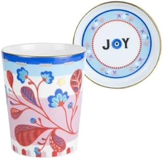 Baci Milano Vaso con plato o tapa n.1 colección Mamma Mia de porcelana Ø 9 x h 12 cm - Hojas/Joy