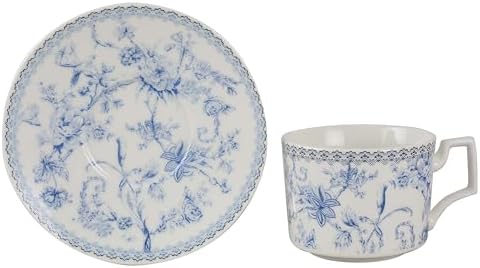 Jogo de 8 peças para chá Hortênsia em new bone china 220ml azul
