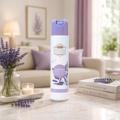Image of Next Care English Leather Lavender Air Freshener Spray for Home, Car & Office - 220 ml | Room Freshener with Soft Floral Fragrance | Odor Reducing Spray for Indoor Spaces