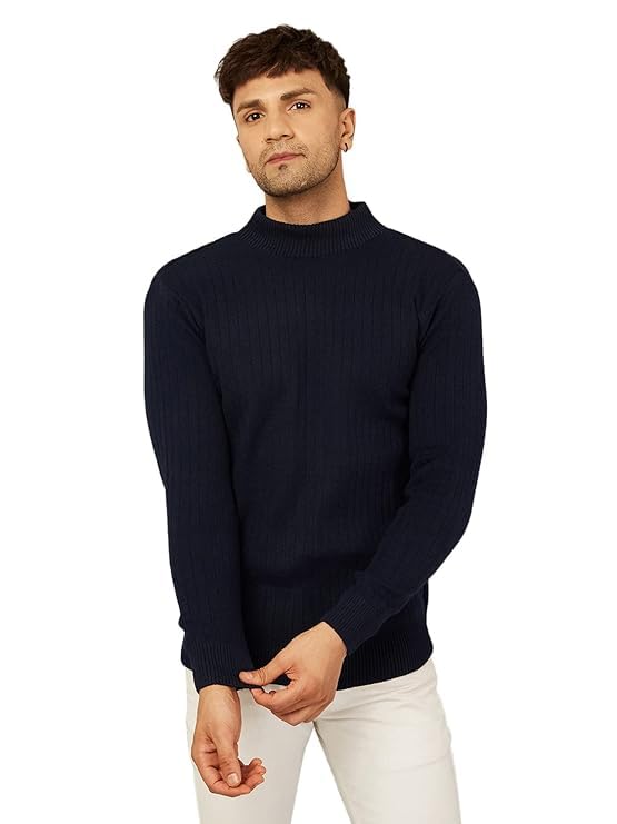 Image of Kvetoo Men High Neck Full Sleeve Winter Woolen Sweater