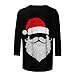 Women's Black Christmas Shirts 2025 Fashion 3/4 Sleeve Tunic Tops Casual Crewneck Santa Snowflake Gnome Print Blouses