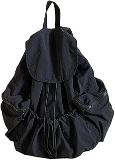 バックパック中学校大学大容量ナイロンランドセル十代の学生ガールデイパックプリーツ巾着リュックサック大容量フラップバックパック