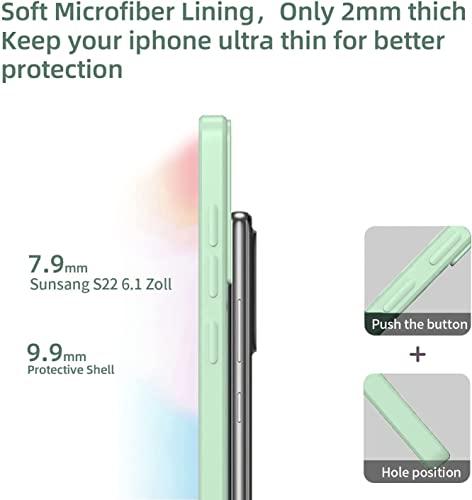 Image of DIZORO Liquid Silicone Case with Microfiber Cushioning Compatible for Samsung Galaxy S22 5G Shockproof Slim Back Cover, Gel Rubber Full Body Protection (Mint Green)