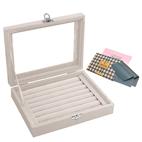 Jewellery Box Organizer, Velvet Lining PU Leather Travel Jewellery Case Mini Jewelry Storage Case for Rings Earrings Necklace Bracelets Gifts for Girls Women Cover