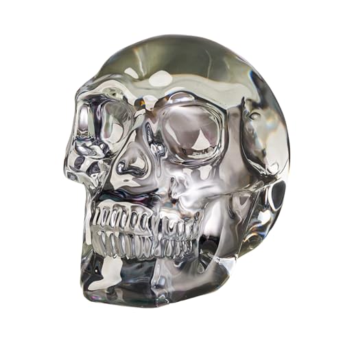 XLSJGYP Glass Model Statue for Home Dcor Crystal Skull Decorative Figurine for Men Women Husbands Halloween Head Figurine Decoration Gift (Silver Skull)