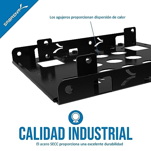 SABRENT Kit de montaje de unidad de disco duro interno de 3.5" a 2 unidades de estado sólido (SSD) / 2.5 pulgadas, incluye cables SATA y de alimentación [BK-HDCC] - imagen 6