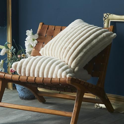 Housses de coussin en peluche double face douces et moelleuses à rayures vert moderne - 7