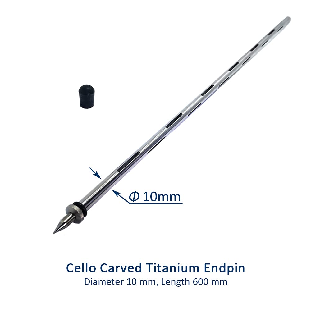 Terminale in titanio intagliato per violoncello di diametro 10mm, lunghezza 595 mm