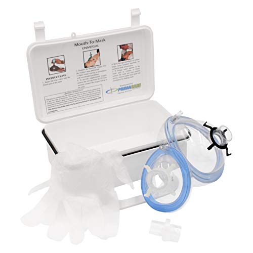 Primacare KC-1010 CPR Rescue Mask Resuscitation Kit for Adult & Child with a One-Way Valve Mouth to Mouth for supplemental Oxygen] Wall Mount/Carry Case Included