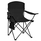 SAILARY Folding Camping Chair with Cup Holder & Side Storage Bag 300lbs Capacity Lightweight High Back Portable for Beach, Picnic, Sport, Black