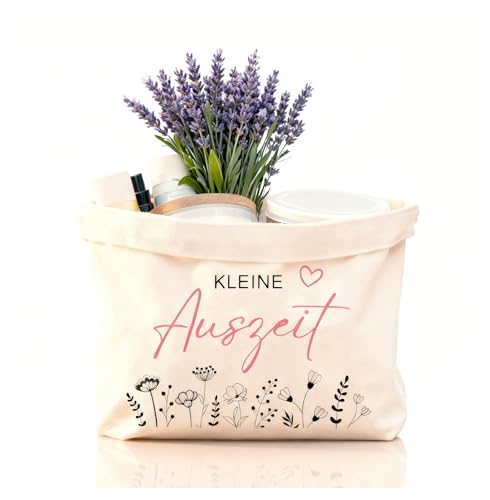 Dercylele Geschenkkorb-Kleine Auszeit Entspannung Geschenk für Frauen Geschenkkorb aus Baumwolle und Leinen Wellness Geschenke für Frauen (Kleine Auszeit)