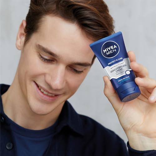 NIVEA MEN Protect & Care Gesichtspflege Creme, beruhigende Feuchtigkeitscreme für Männer, 48h feuchtigkeitsspendende Gesichtscreme mit Aloe Vera und Pro Vitamin B5 (75 ml)