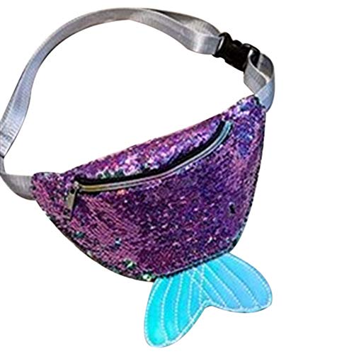 BSongo Mermaid Tail Sequin Fanny Pack for Women Girls Festival Glitter Waist Pack with Adjustable Strap (Purple, 10.242.365.51 inches)