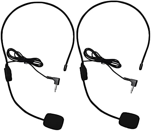 HUACAM Set of 2 Headset Microphone, Flexible Wired Boom for Voice Amplifier,Teachers, Speakers, Coaches, Presentations, Seniors and More