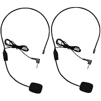 HUACAM YYPJ02 Condensador Headset Micrófono, Boom Wired flexible (estándar de 3,5 mm conector Jack) para la correa Paquete Sistemas de micrófonos (2 x Auricular con micrófono)