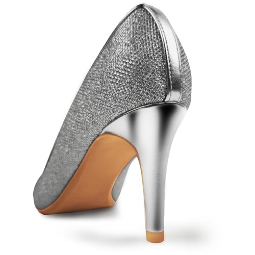 Womens 3 Inch Kitten Heel Pumps Shoes Pointed Toe Wedding Office Prom Glitter Low Heel Dress Work Party Comfortable4