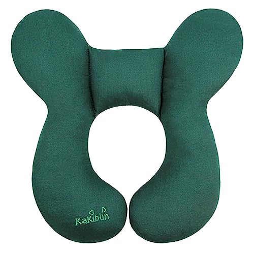 Image of KAKIBLIN Baby Travel Pillow for Head and Neck, Upgraded Baby Support Pillow, Baby Head Pillow,Baby Neck Pillows for Car Seat,Pushchair,Travel,Dark Green