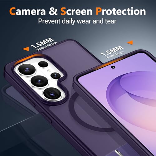 Image of SPIDERCASE Magnetic for Samsung Galaxy S26 Ultra Case,[Built-in Invisible Kickstand][Compatible with Magsafe] Slim Translucent Matte Phone Case for S26 Ultra 6.9'', Purple
