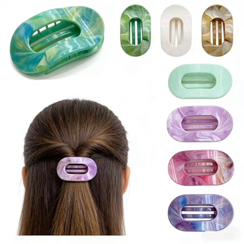 Adult Womens Barrettes Vintage Plastic Clips Slim Cute Flat Hair Clips for Thick Hair Daily/Office/Party Use8 Pcs Style A)
